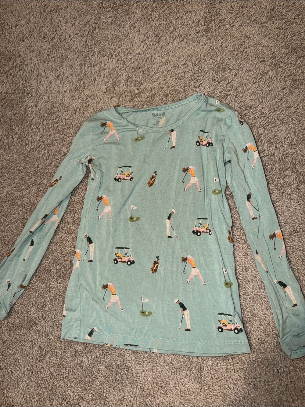 Kyte BABY Teal Golf Scene Long Sleeve Top